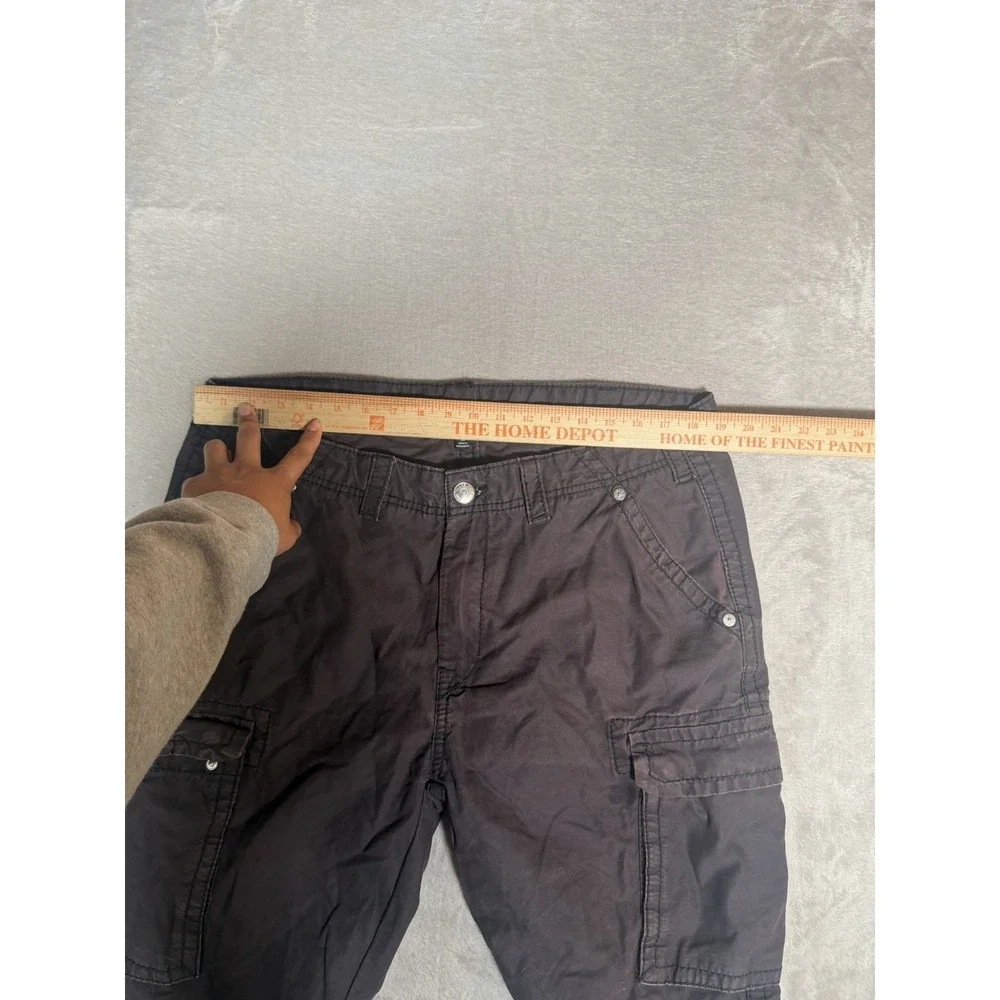 True Religion Mens Gray Cargo Shorts Cotton Canvas Pockets Size 34